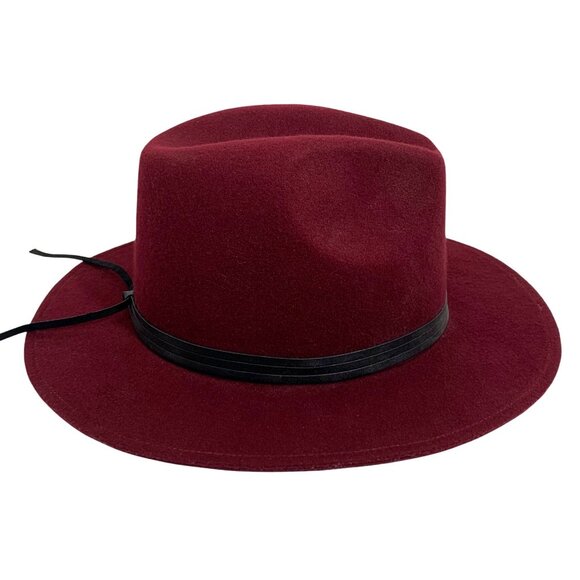 Summer Rose Burgundy Fedora Western Hat w/ Leather Band Adjustable EUC - Picture 7 of 8